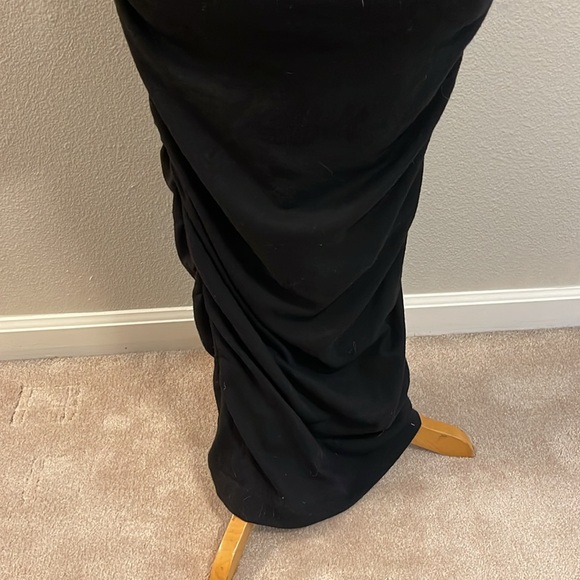 Isabelle Allard Elegant Black Long Sleeve Ruched Maxi Dress Size 38 - Picture 5 of 8